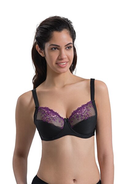 Emay Жіночий чорний бюстгальтер з мереживною обробкою