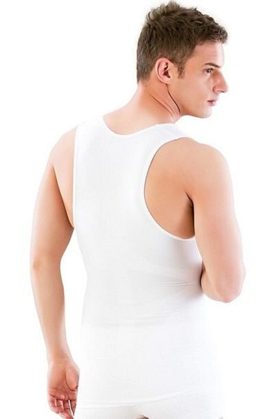 Emay Men's White V-Neck Athlete Corset 1003