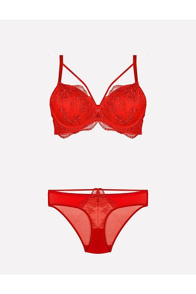 Nurteks Red Supported Women's Bra Set - 4485