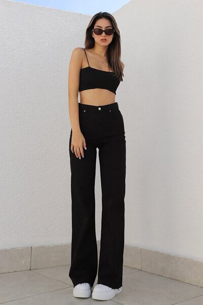 DRC trend Livik Fade Black Lycra Wide Leg Jean -wide Wide Leg Denim Trousers