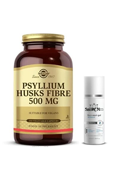 Solgar Psyllium Husks Fibre 500 Mg 200 Kapsül + Yüz Temizleme Jeli 100ml Hedi...
