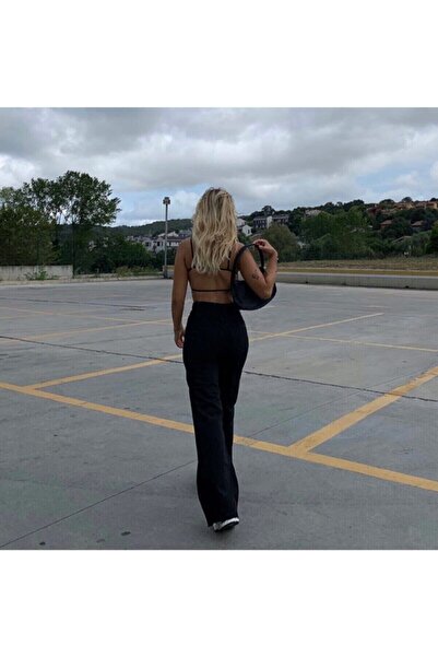 DRC trend Kaylee crne lycra široke farmerke sa visokim strukom