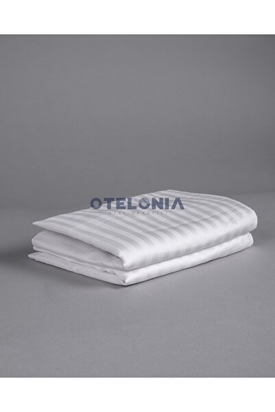 Otelonia Striped Cotton Satin Fitted Sheet Set Single 100x200cm + 1 Piece. Pillowcase