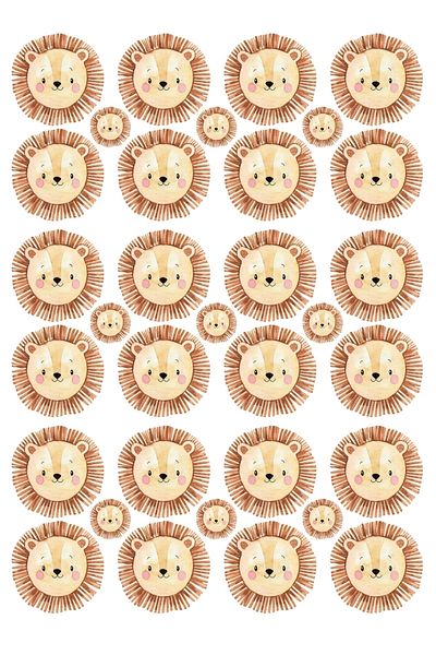 ENGINPRINT Lion Figured Children's Room Wall Sticker Set 126 Pieces
