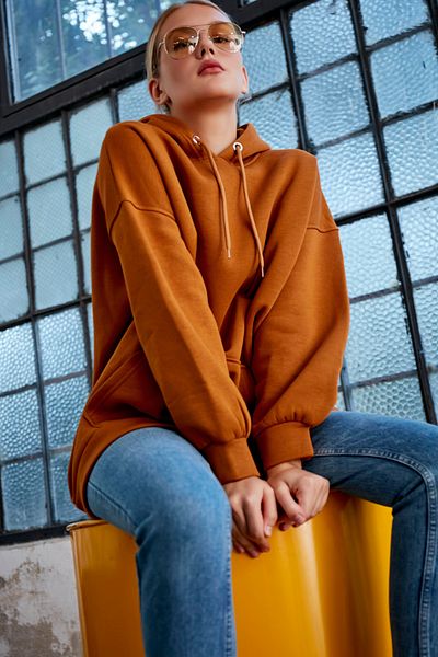 MEECY Känguru-Taschen-Sweatshirt mit Fliesenkapuze für Damen