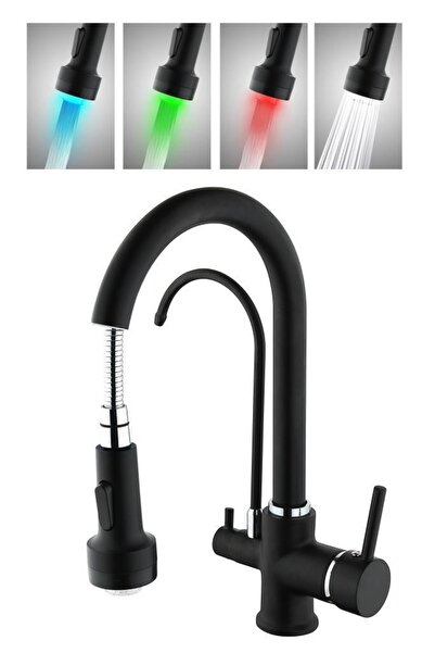 Vilas Madrid Su Arıtma 3 Çıkış Led Işık Spiralli Mutfak Batarya