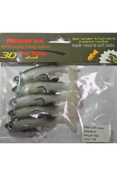 POWEREX 3D 5565 8cm.16 gr, 126 Kendinden Zokalı Silikon Sahte Yem 5li Paket