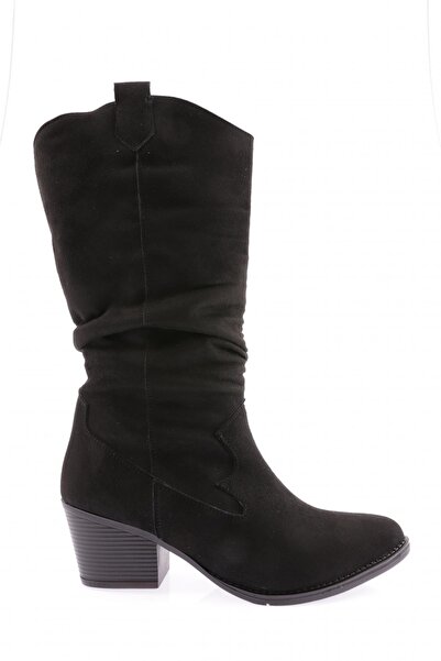 DGN Woman's simple cowboy boot black suede 12302132122372