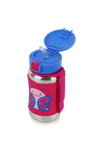 Skip Hop Zoo Thermos Water Bottle with Straw Butterfly