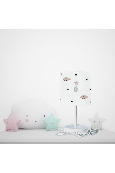 BAMBAŞKA MODA Elephant and Cloud Patterned Lampshade Holding a Star