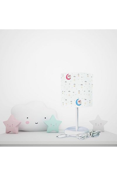 BAMBAŞKA MODA Pink Lampshade with Star Flying Elephant Pattern