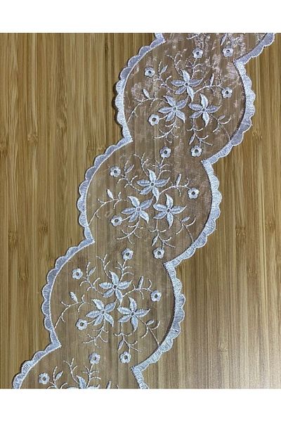Nazarone Organza Guipure 10,5cmx1metru. Alb.