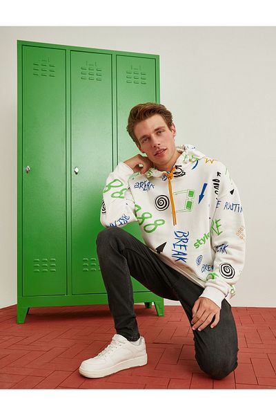 Koton Graffiti Printed Sweatshirt Hoodie