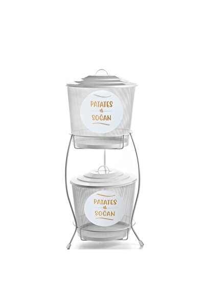 EVSTYLE Metal 2 Katlı Sebzelik - Beyaz