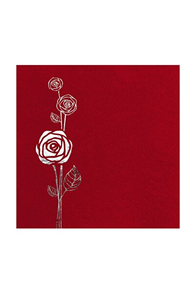 Story عبوة من 16 منديل ورقي باللون الأحمر الداكن مقاس 33 × 33 سم