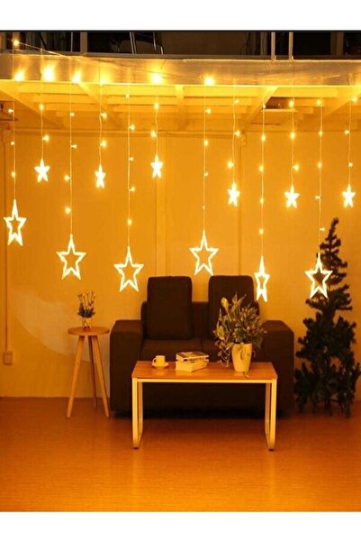 KAYAX Dekoratif Yıldız Perde Led Işıklar Animasyonlu Fişli Sarkıt