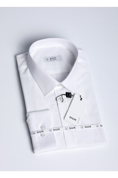 Erkek %100 Pamuk Slim Fit Beyaz Klasik Gömlek