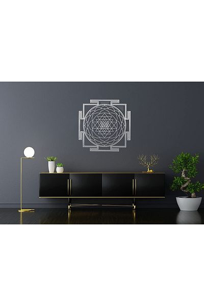 Colorfull Worlds Decor de perete din metal cu geometrie sacră Sri Yantra - Decor de perete cadou pentru birou acasă