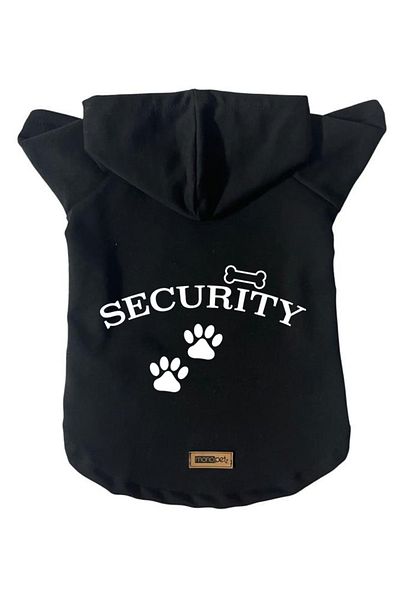 Monopetz Hooded Sweatshirt Dog And Cat Clothes & Dress - Black Security