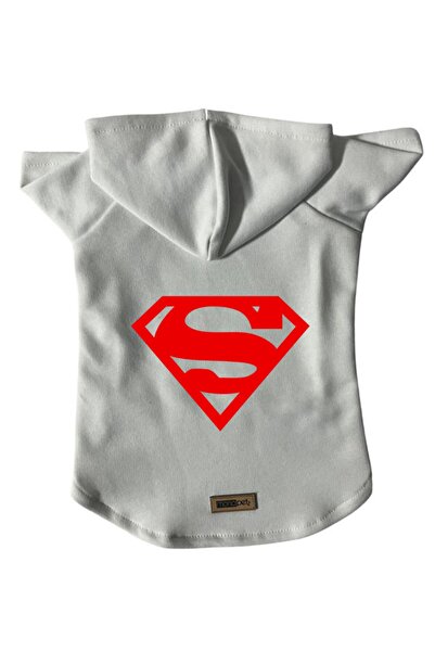 Monopetz Hooded Sweatshirt Dog And Cat Outfit & Dress - White Superman