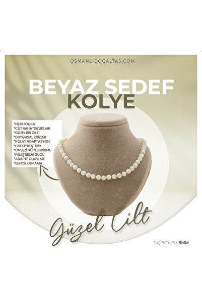 OSMANLI DEĞERLİ TAŞ Sertifikalı Sedef Doğaltaş Kolye 8 Mm, M543