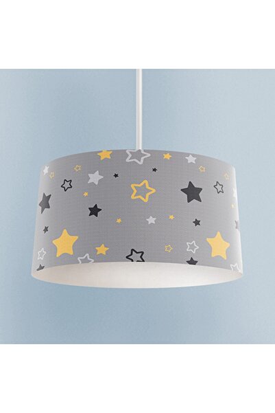 BAMBAŞKA MODA Gri Zemin Üzerine Yıldız Desenli Avize Bmav-140