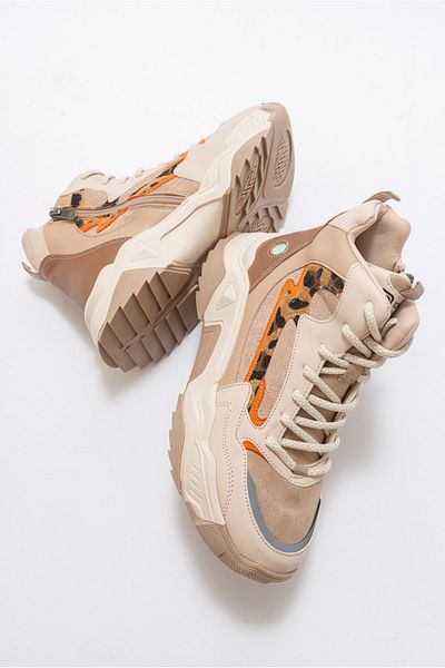 LuviShoes Жіночі спортивні черевики Olivia бежеві з візерунком