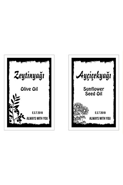 Gazanya Home Beyaz Zeytinyağı -siyah Ayçiçekyağı Suya Dayanıklı Yağdanlık Eti...