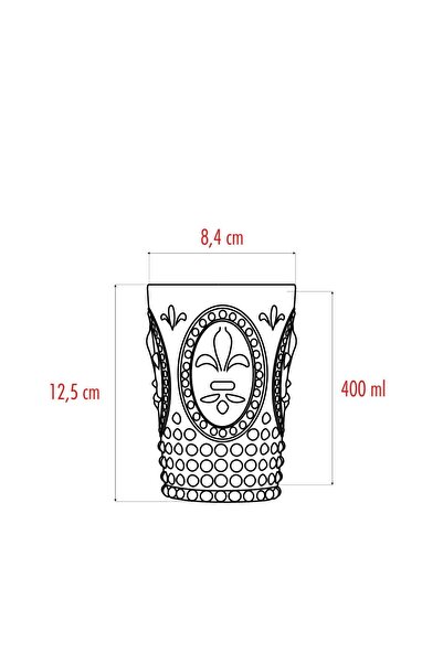 Depa Akrilik Kırmızı 6'lı Kısa Bardak & Su Meşrubat Kahve Yanı Bardağı 400 Ml ( Cam Değildir )