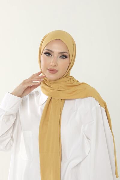 Beyzak Soft Sarı Luxury Penye Şal - Kadın Tesettür Jersey Hijab Lycra Shawl