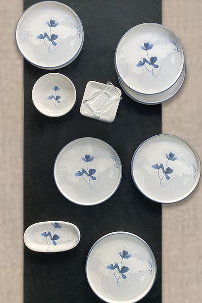 Keramika Blue Magic 24 Piece Stackable Breakfast Set for 6 People - 19863