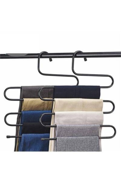 Carat Home 2 τεμάχια μαύρο μεταλλικό κρεμάστρα παντελονιών 5 επιπέδων