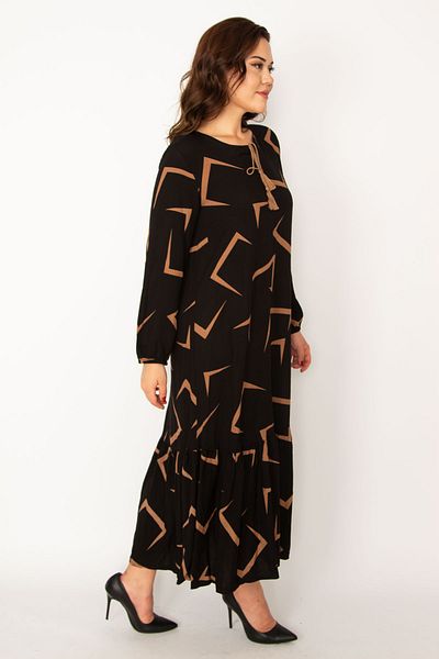 Şans Plus Size Dress - Brown - A-line
