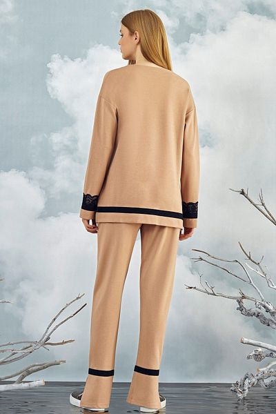 GİZZEY 20723 Women's V-Neck Fabric Transitional Tracksuit Set