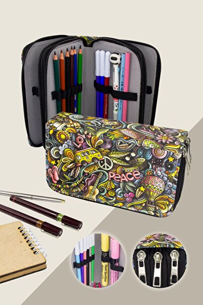 Size Pernica za putovanje sa tri odjeljka, veganska Koža (pernica)