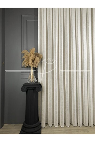 rendecioğlutekstil Tül Perde Simli Keten Işıltılı Tül Etek Kurşun Sarımlı (1 E 2.5 Normal Pile Sıklığı )