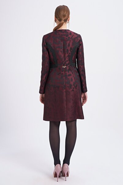 Balizza Boynu Nakış Detaylı Desenli Trençkot