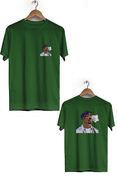 Zeron Tasarım 2pac Front Back Printed Short Sleeve Crew Neck T-Shirt Bll3009