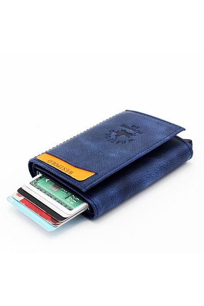 WEST POLO CÜZDAN Πορτοφόλι West Polo Navy Blue από γνήσιο δέρμα Wsp55 5510