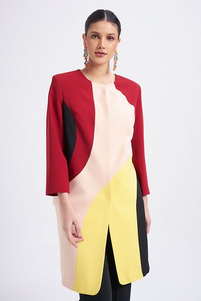 Balizza Color Transition Collarless Trench Coat