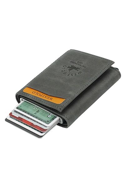 WEST POLO CÜZDAN West Polo Gray Genuine Leather Wallet Wsp55 5510