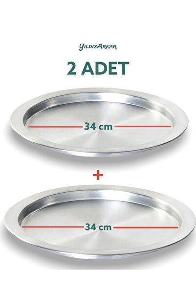 YILDIZ ARKAR Alüminyum Künefe Kadayıf Tepsisi Tabağı 2 Adet 34 Cm (40CM) Geni...