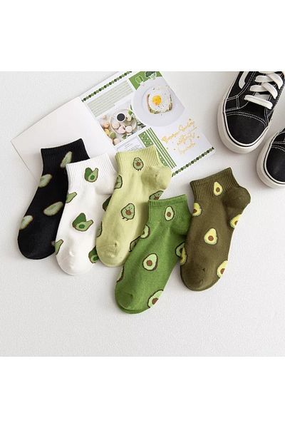 WORTHY SOCKS 5 чифта унисекс чорапи с шарка на авокадо, съвместими размер 36-44, средна дебелина