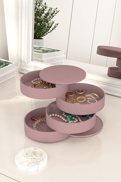 DOVİHOME Makeup Organizer and Cosmetic Storage Box Organizer Set of 2 Dusty Rose