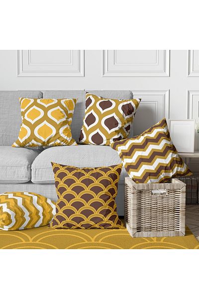 stellahomes Special Design 5-Piece Double Sided Printed Premium Throw Pillow Cover