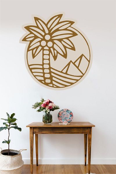 Grafikup Autocolant de perete oval cu palmier moale