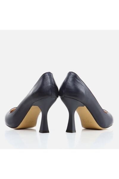 Hotiç Navy Blue Genuine Leather Women's Stilettos