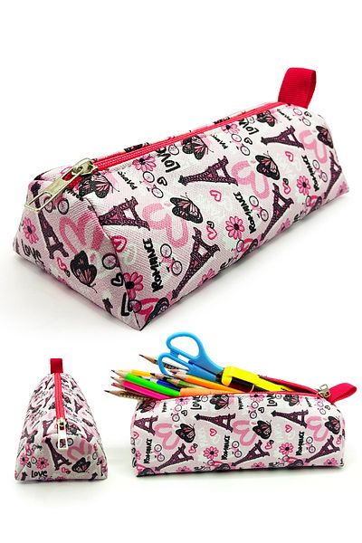 Limmy Μολυβοθήκη Triangle Eiffel Paris Pattern Μολυβοθήκη Jumbo Vegan Δερμάτινη θήκη για στυλό