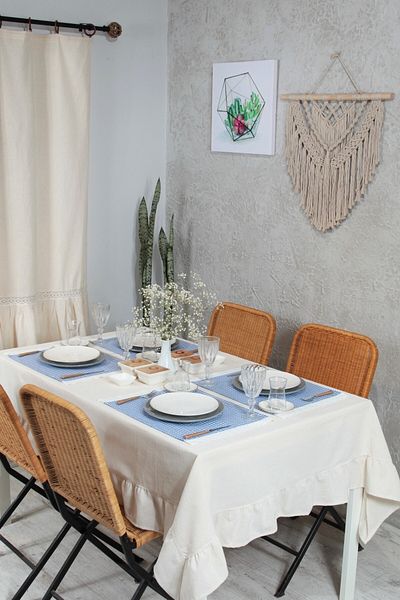 cotton maison Serviciu American Patrat festonat 4 Piese Retro 30x45 Cm