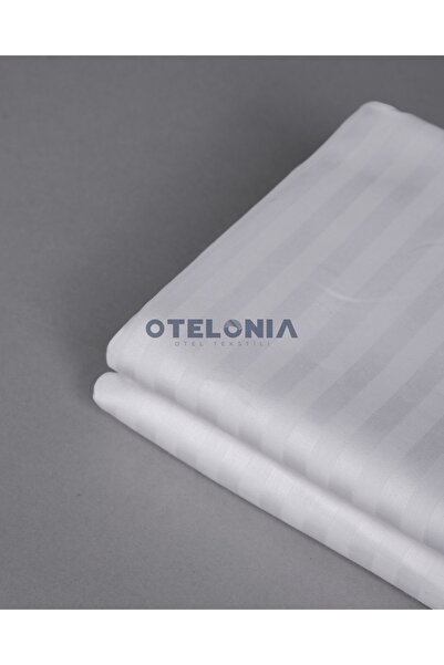 Otelonia Striped Cotton Satin Fitted Sheet Set Double + 2 Pcs. Pillowcase